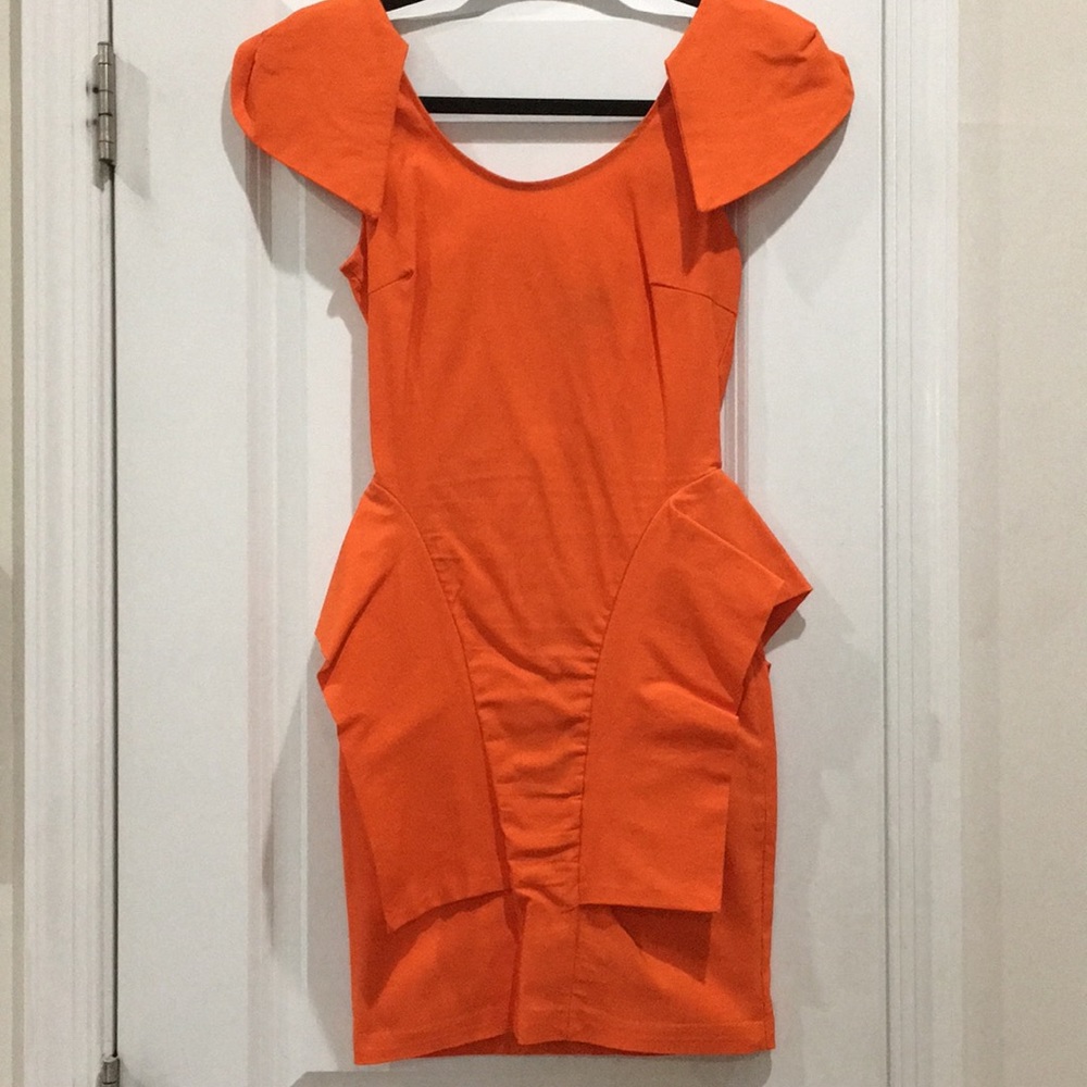 Mini low back dress with peplum detail